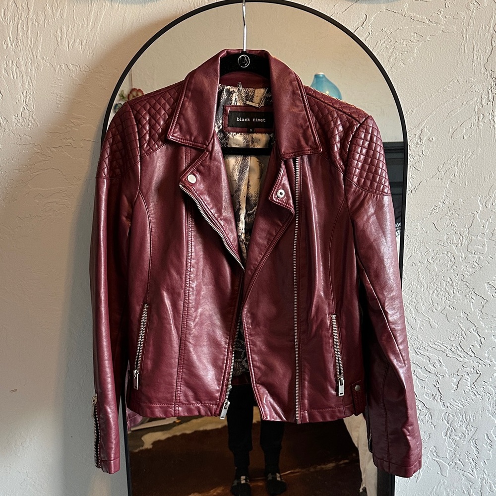 Black Rivet Women's Deep Red Leather Jacket